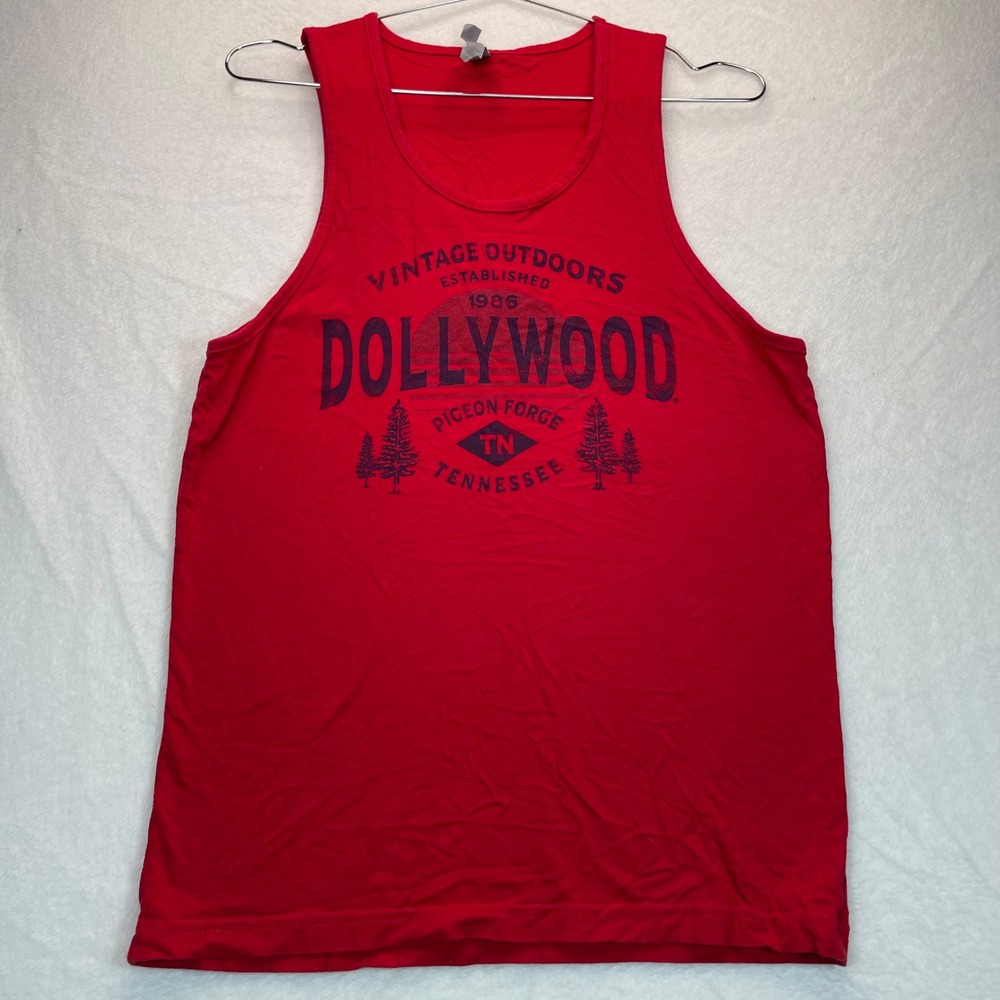Dollywood Tank Top Women S Red Vtg Outdoors Vacation Beach Nautical Souvenier‎